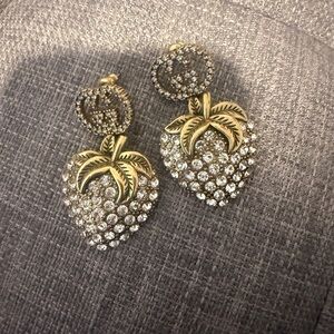 Gucci Gold and Crystal Strawberry Earrings